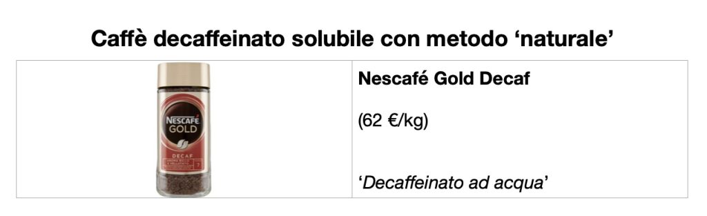 decaffeinato solubile naturale